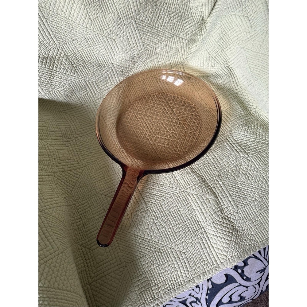 VTG Corning Vision Ware 10" Frying Pan Skillet Amber France Waffle Bottom USA